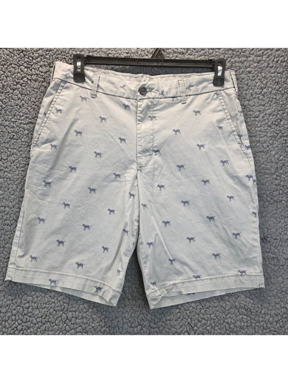 Izod Advantage Performance Cotton Shorts 32 Gray Blue Dog Print Y2K Novelty
